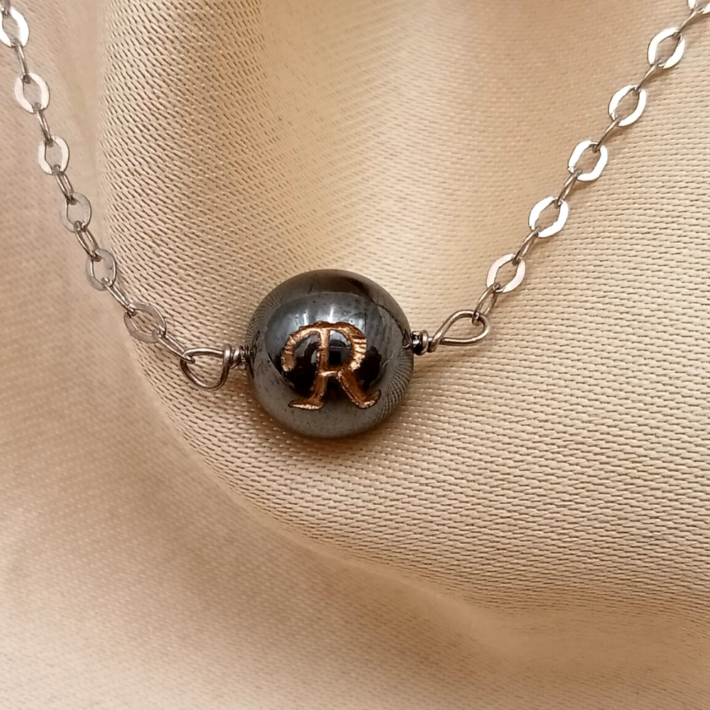 Personalized Name Letter Gun Metal Ball With Chain