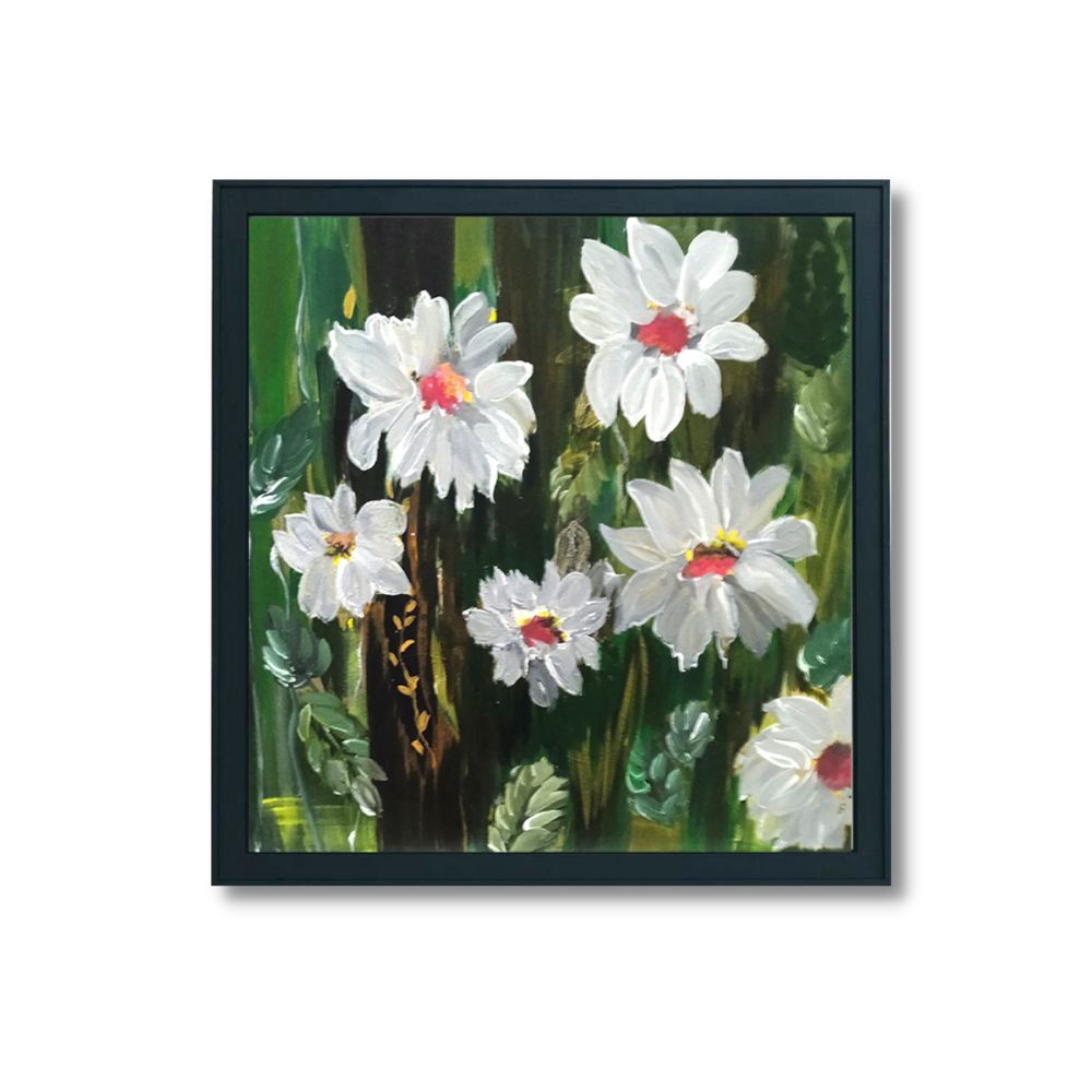 White Sunshine Florals Acrylic Painting