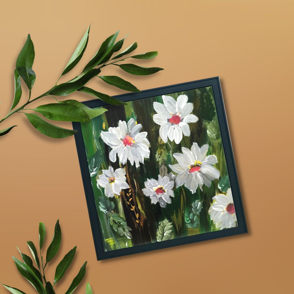 White Sunshine Florals Acrylic Painting