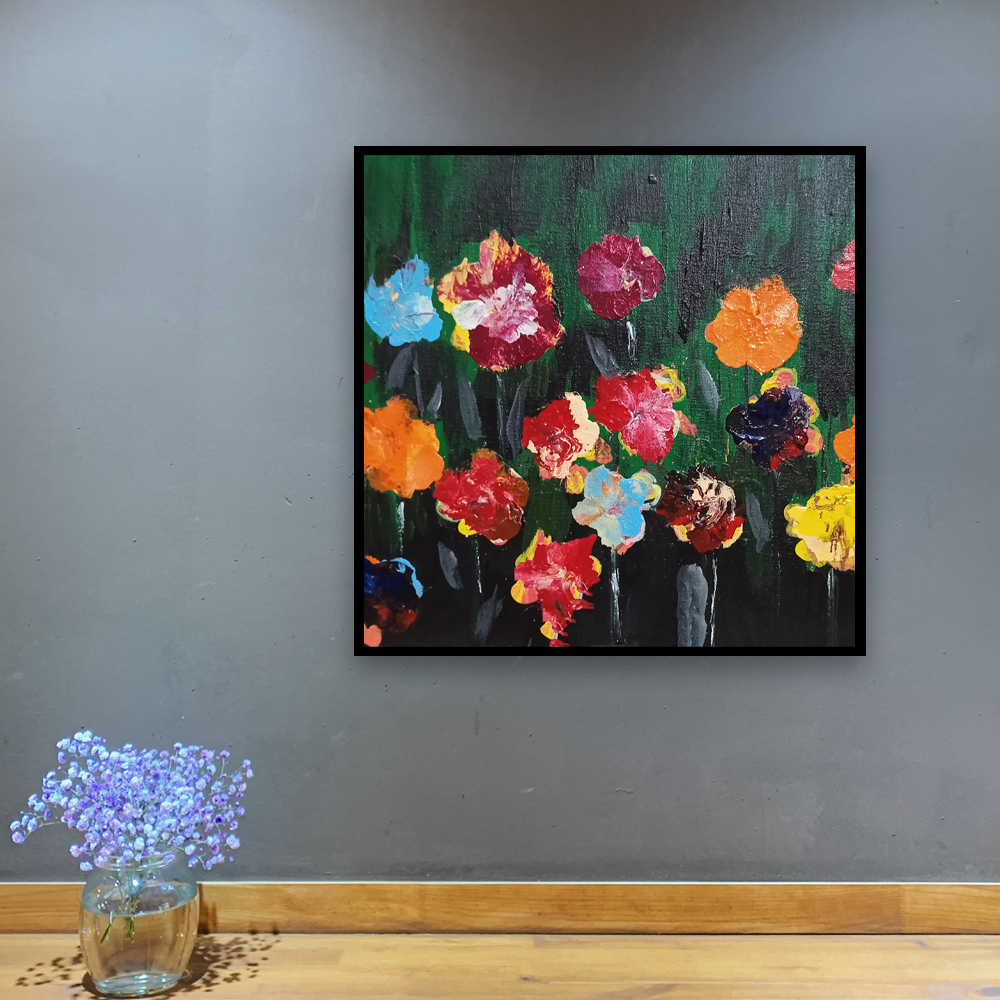 Winter Bloom Acrylic Painting