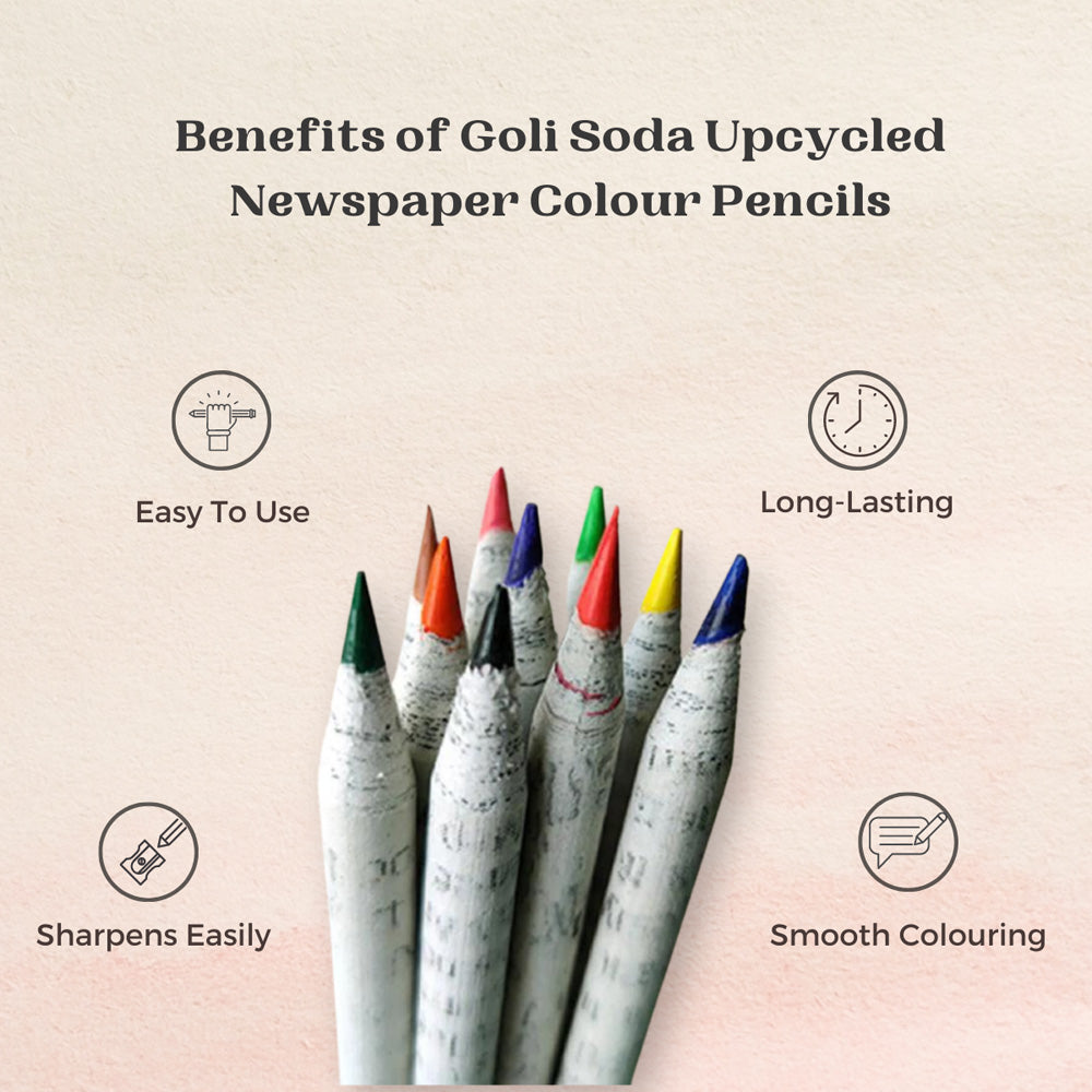 Goli Soda Newspaper Colour Pencils (10 Colours)