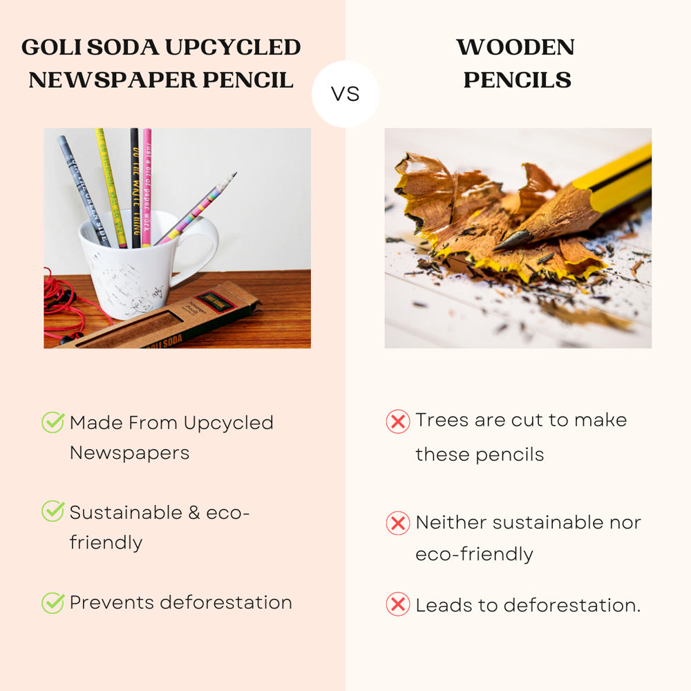Goli Soda Upcycled Multicolor Newspaper Pencils (Pack of 5)