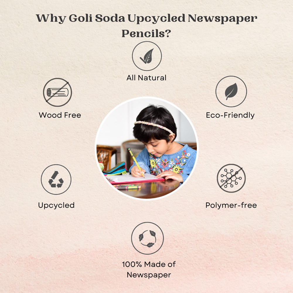 Goli Soda Upcycled Multicolor Newspaper Pencils (Pack of 20)