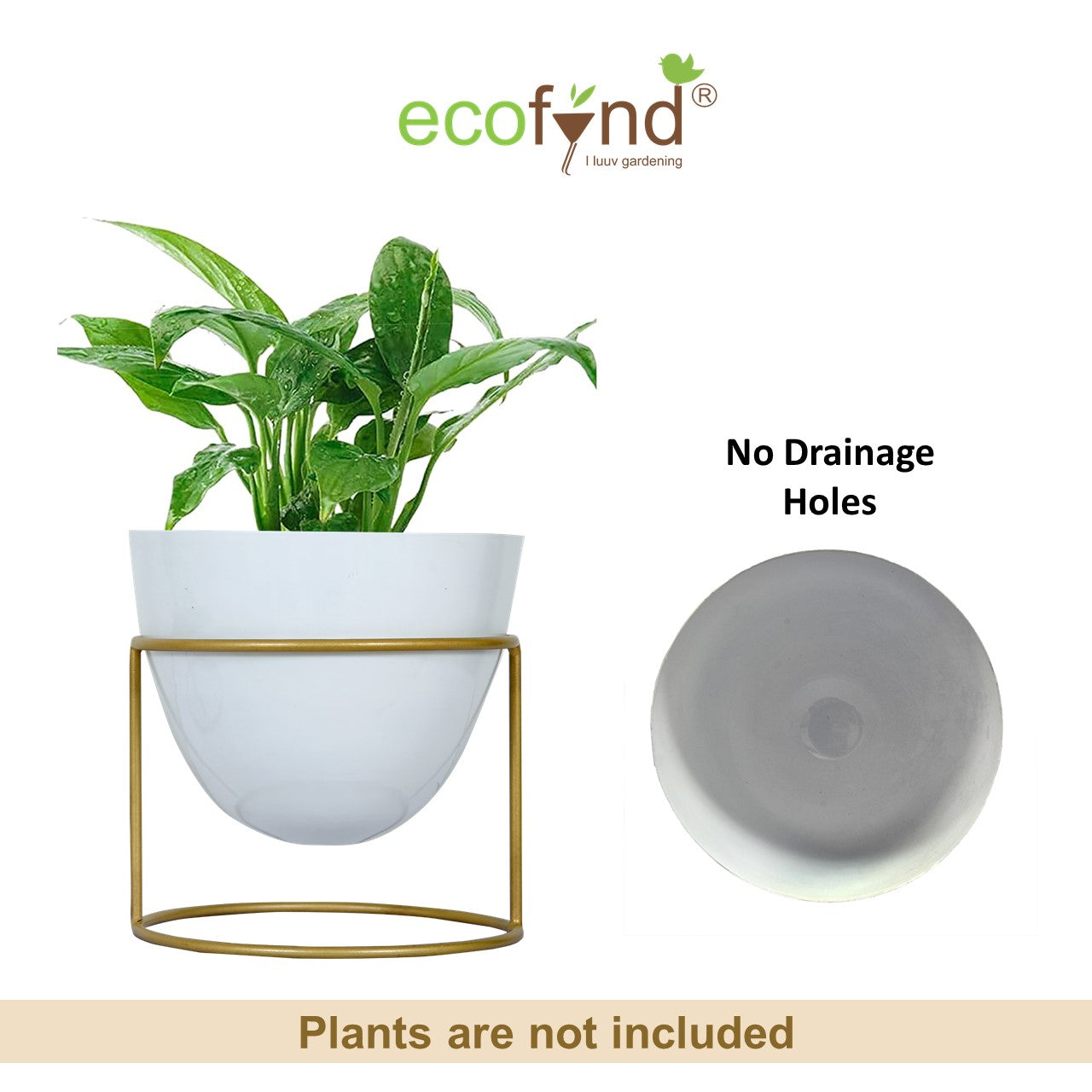 ecofynd White Alle Metal Plant Pot with Stand