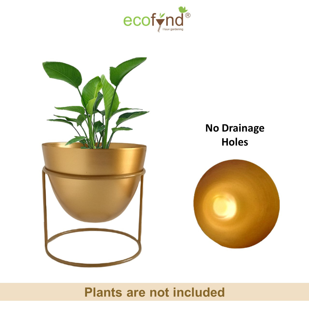 ecofynd Golden Alle Metal Plant Pot with Stand
