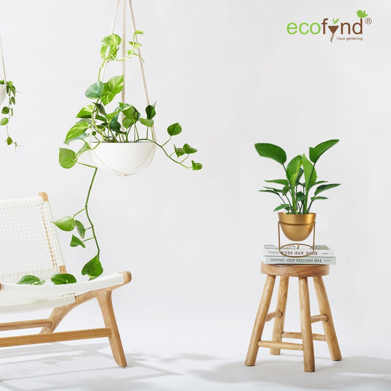 ecofynd Black Alle Metal Plant Pot with Stand