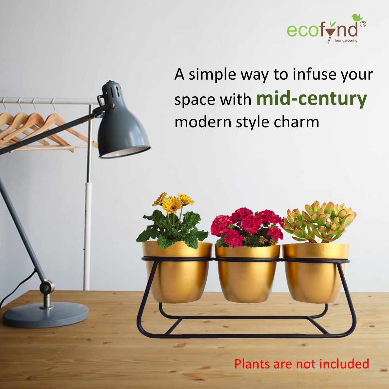 ecofynd Golden Modern Style Planter Set