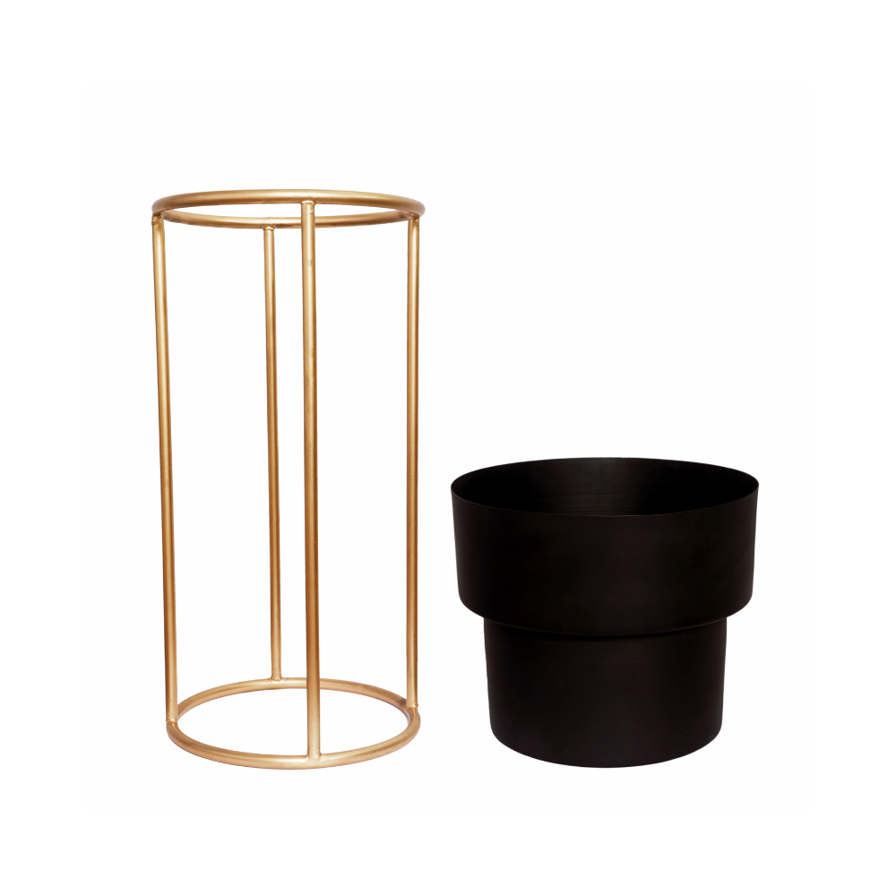 ecofynd Black Dutone Metal Planter Pot with Stand