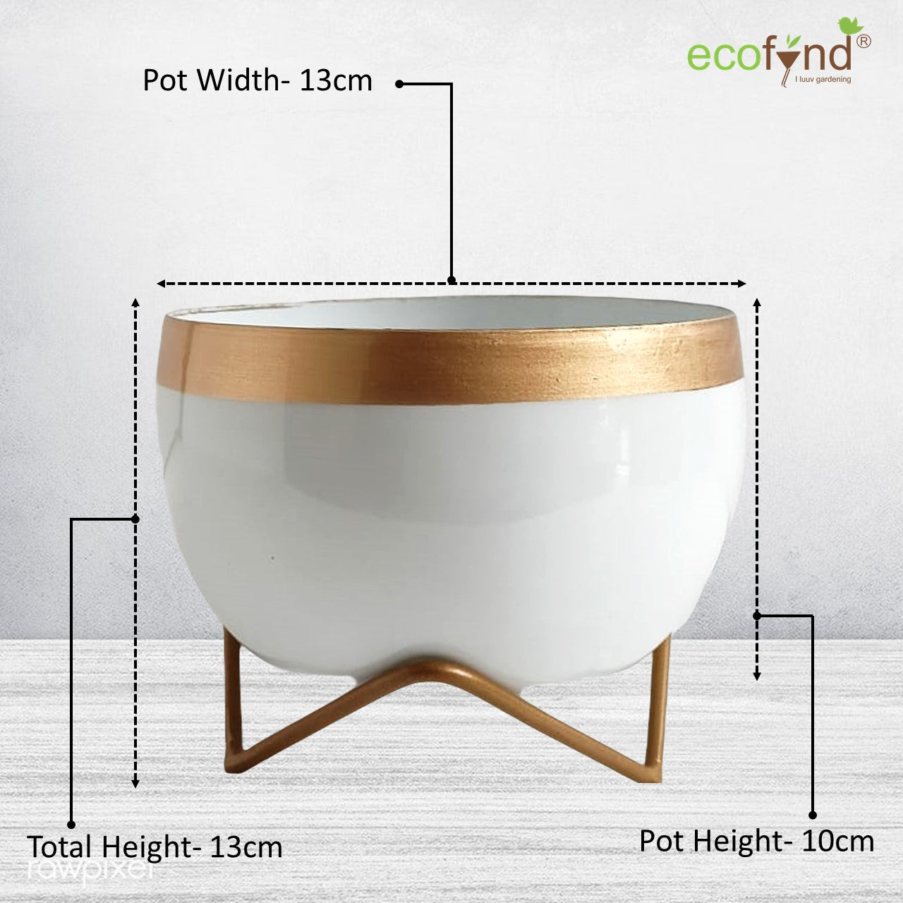 ecofynd White Metal Planter Pot