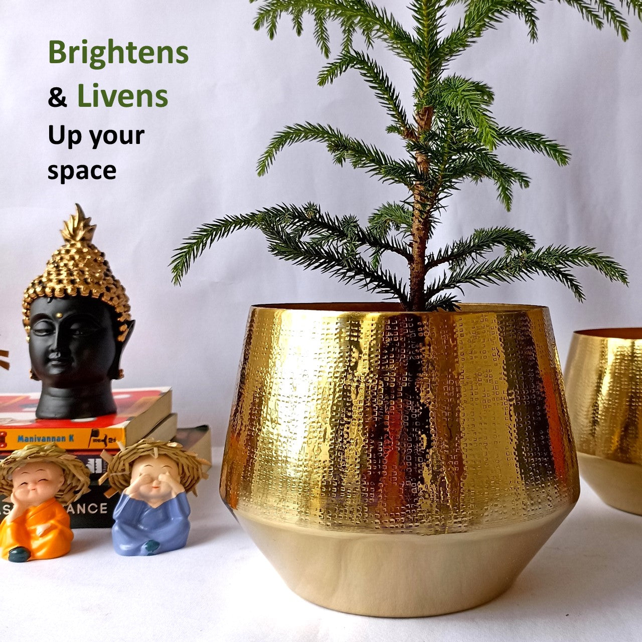 ecofynd Golden Eion Jr Metal Plant Pot