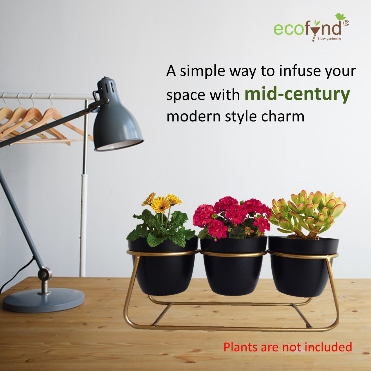 ecofynd Black Modern Style Planter Set