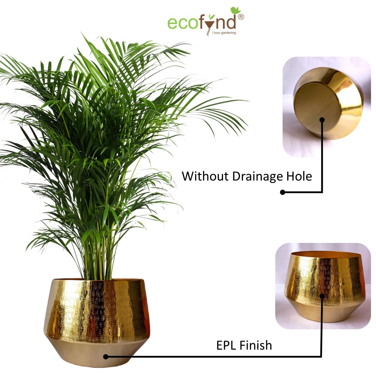 ecofynd Golden Eion Jr Metal Plant Pot
