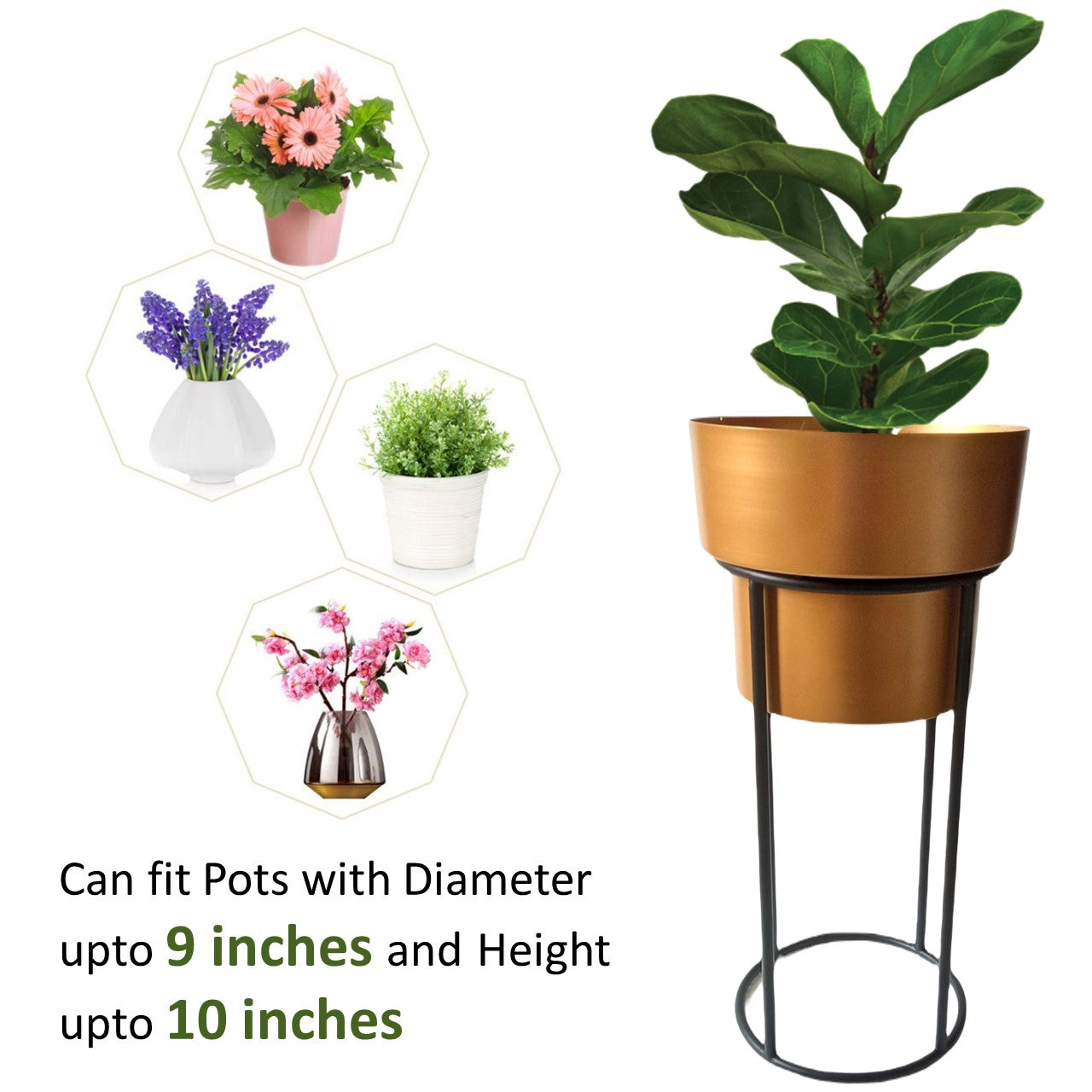 ecofynd Brown Dutone Metal Planter Pot with Stand