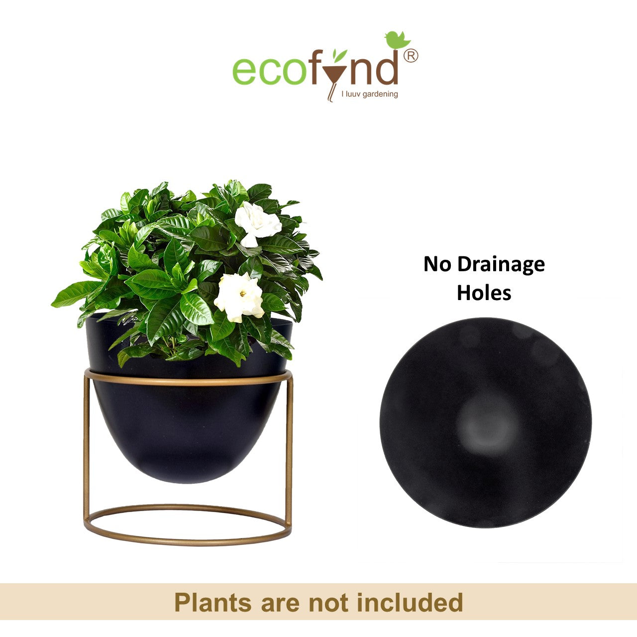 ecofynd Black Alle Metal Plant Pot with Stand
