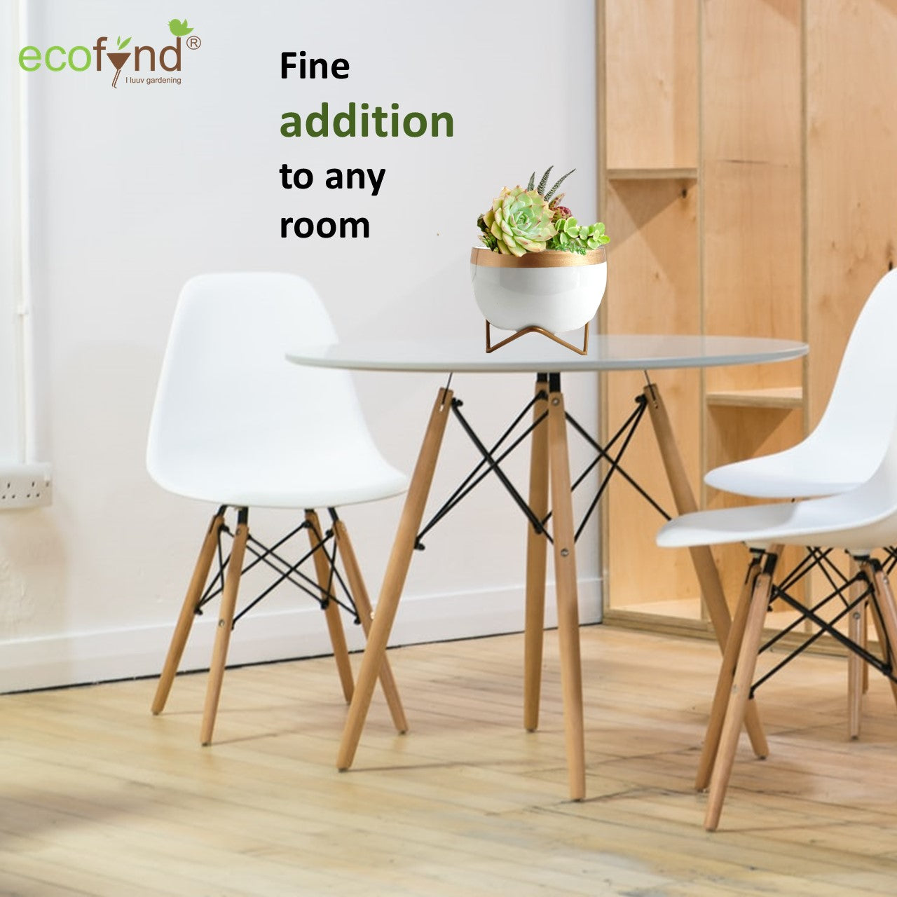 ecofynd White Metal Planter Pot