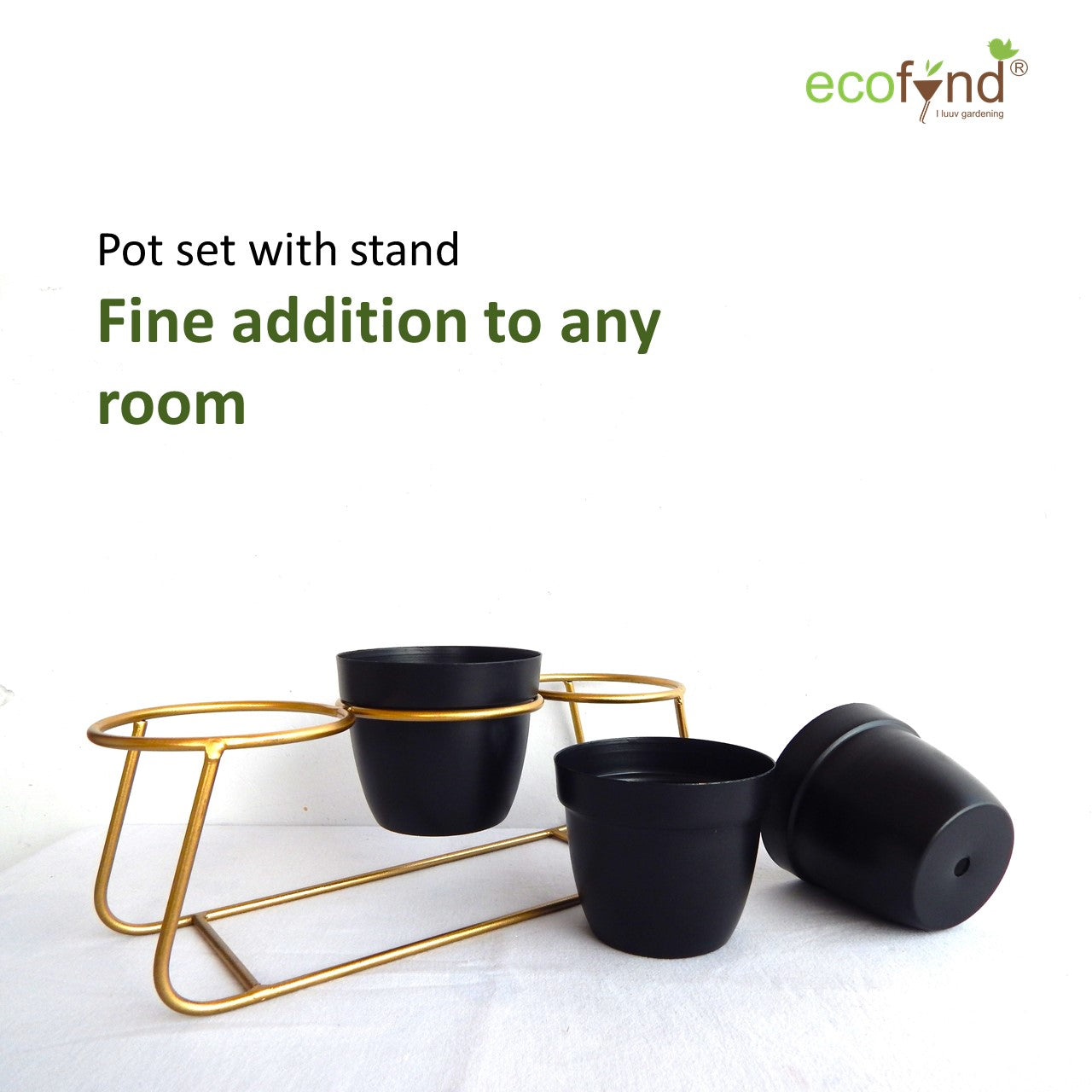 ecofynd Black Modern Style Planter Set