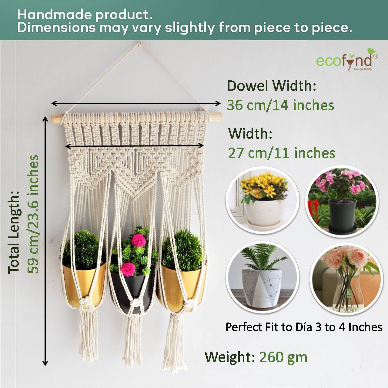 ecofynd Macrame Cotton Plant Hanger