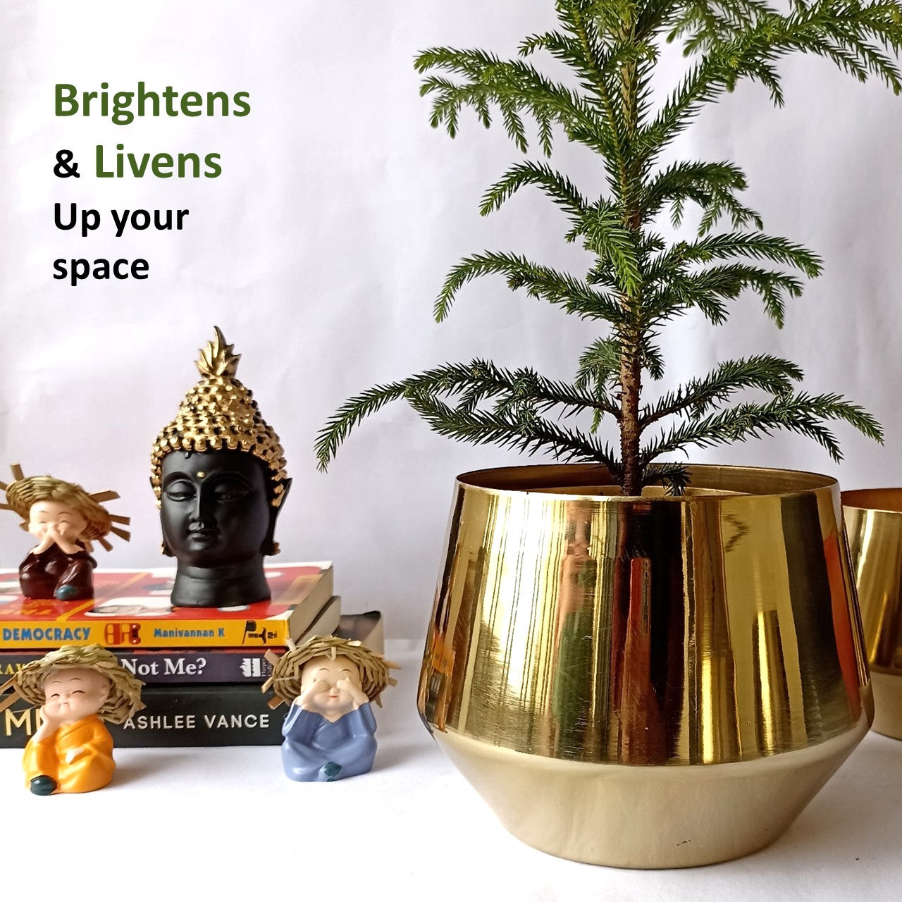 ecofynd Golden Alice Jr Metal Plant Pot