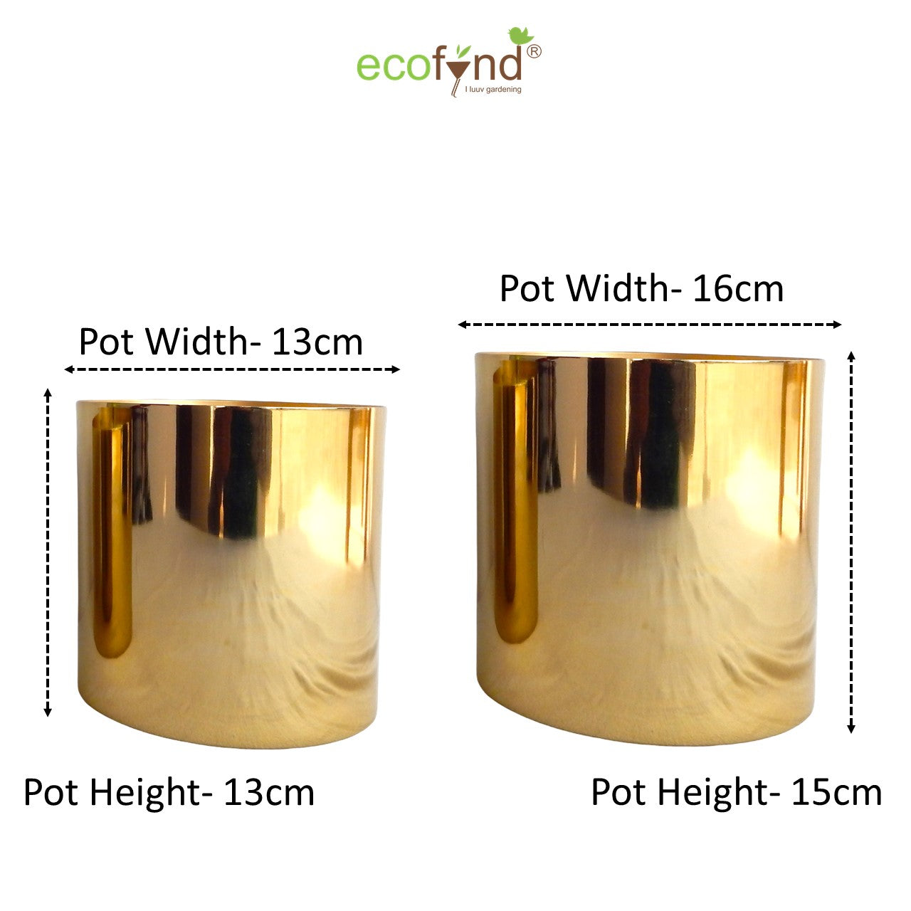 ecofynd Golden Grace Metal Plant Pots (Set of 2)