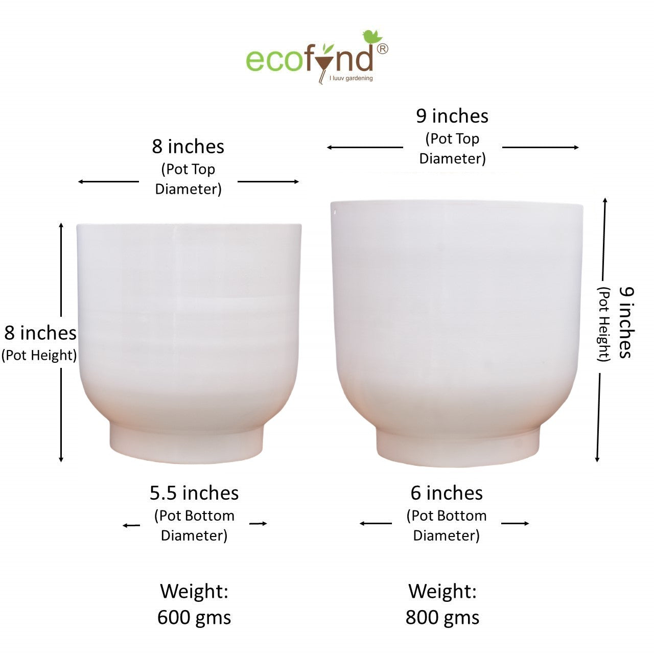 ecofynd White Eva Metal Plant Pots (Set of 2)