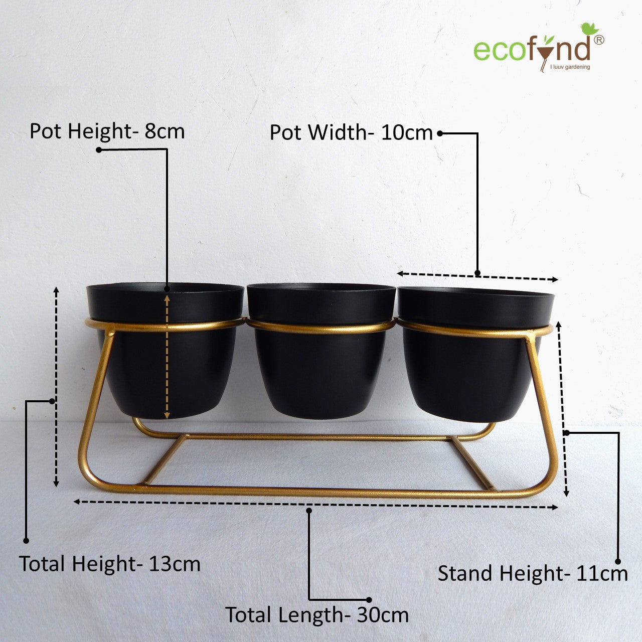 ecofynd Black Modern Style Planter Set