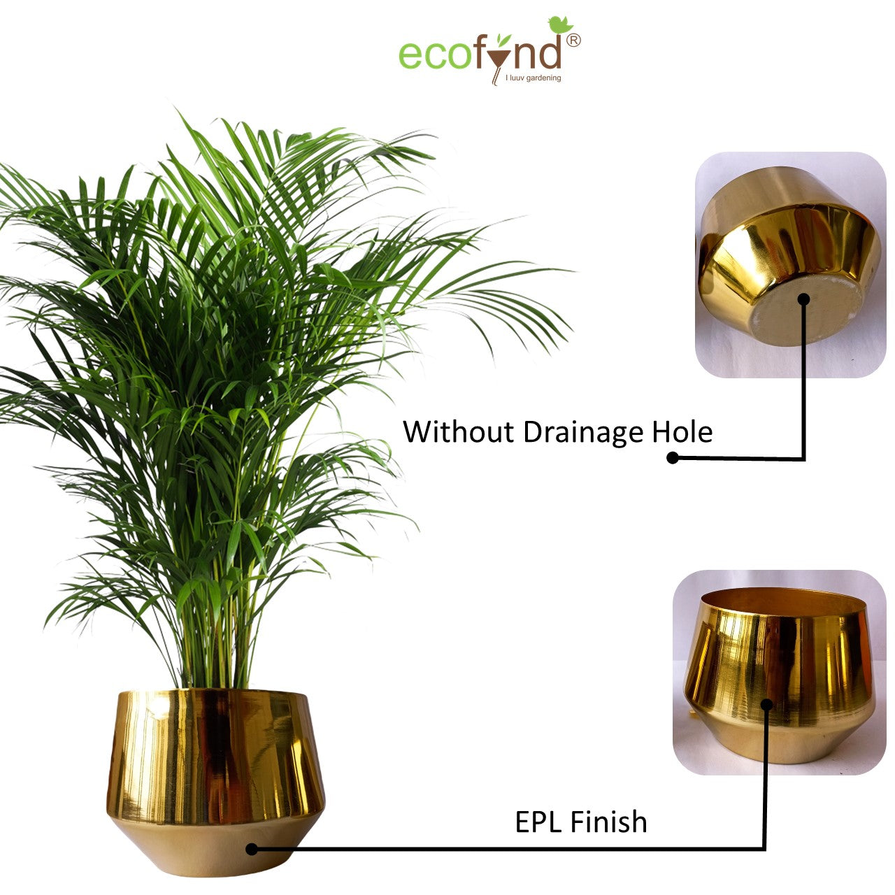 ecofynd Golden Alice Jr Metal Plant Pot