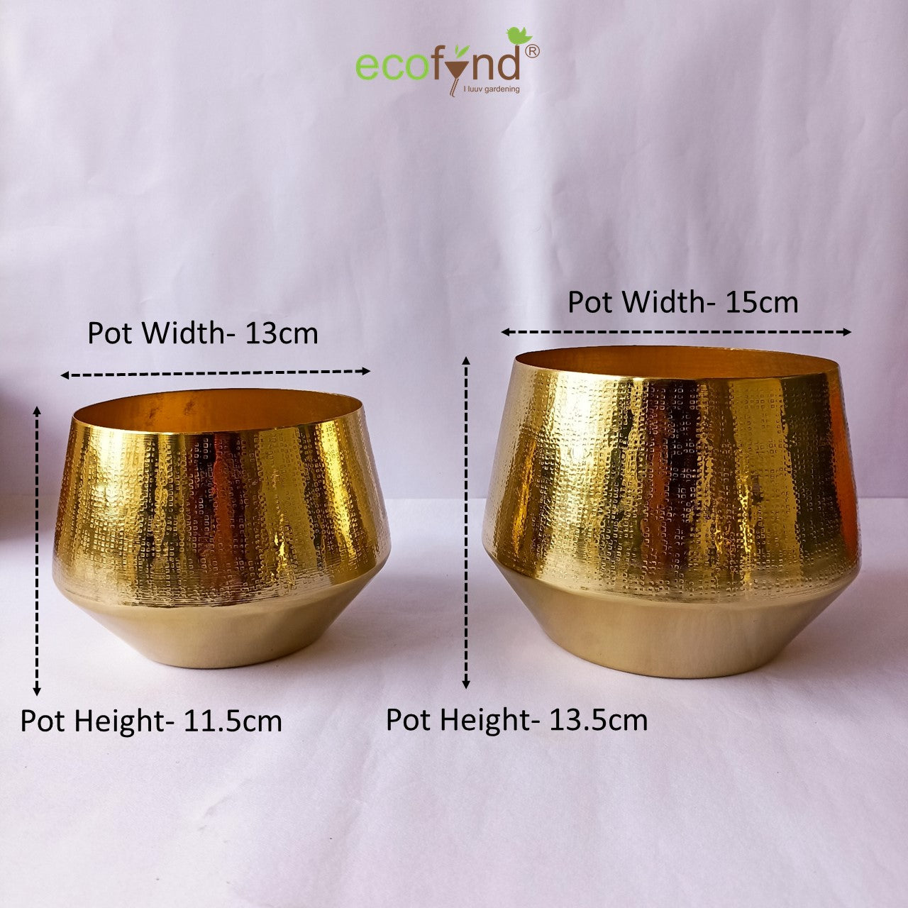 ecofynd Golden Eion Metal Plant Pot (Set of 2)