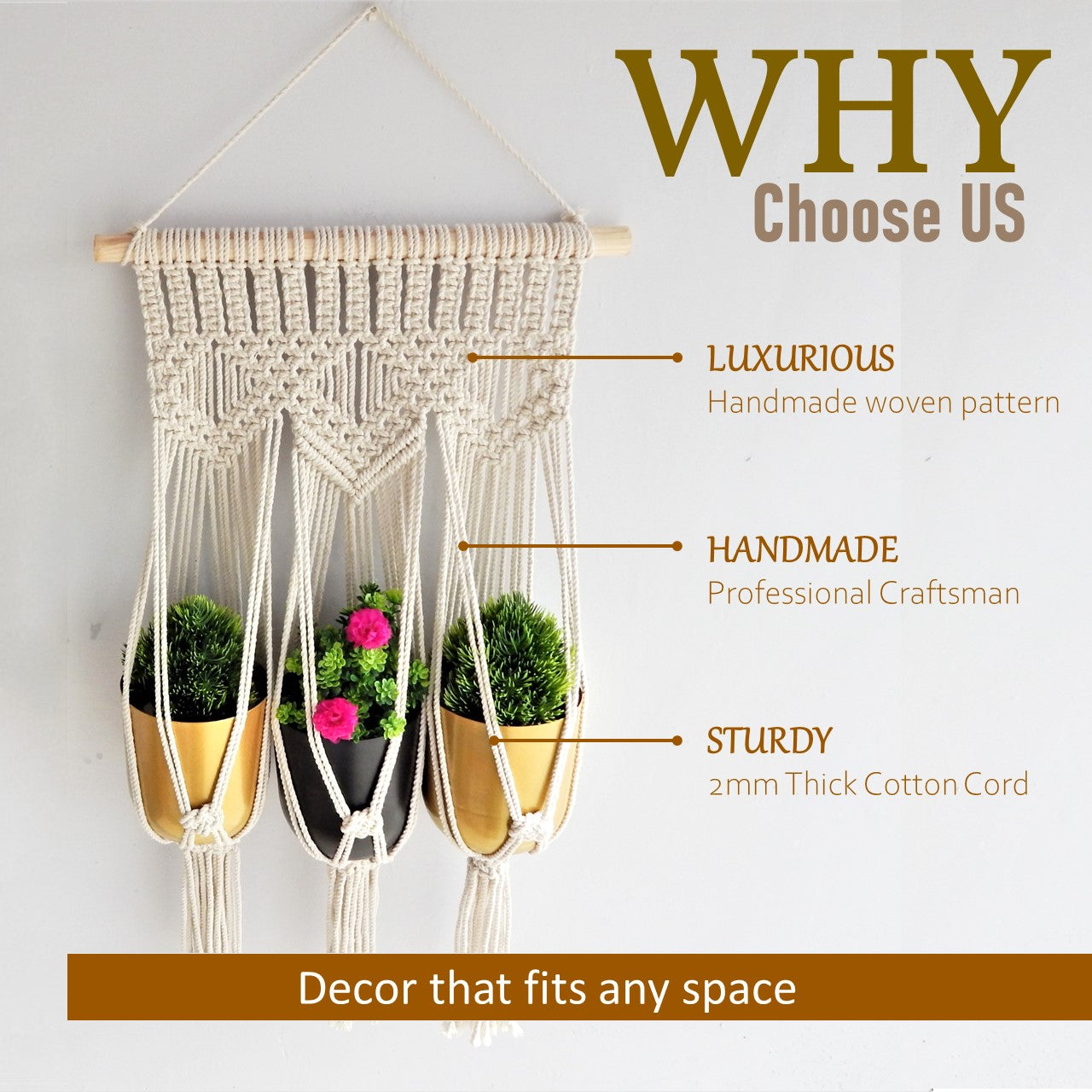 ecofynd Macrame Cotton Plant Hanger