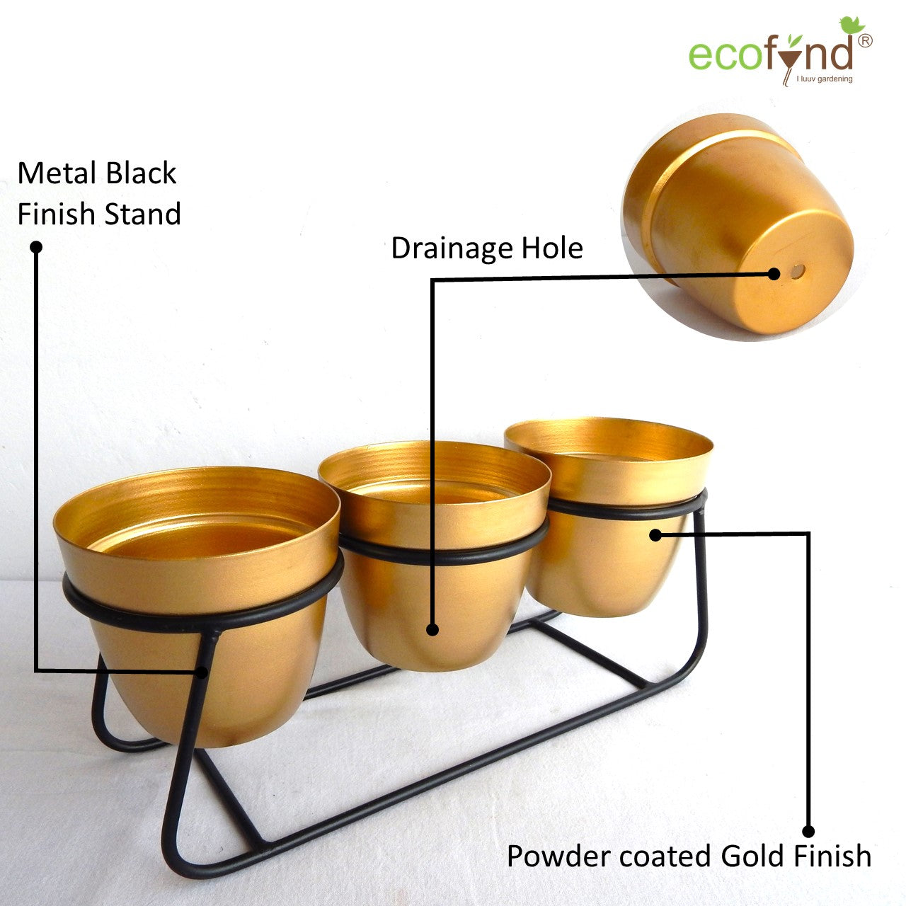 ecofynd Golden Modern Style Planter Set