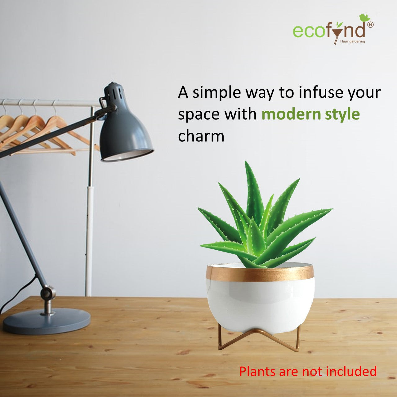 ecofynd White Metal Planter Pot
