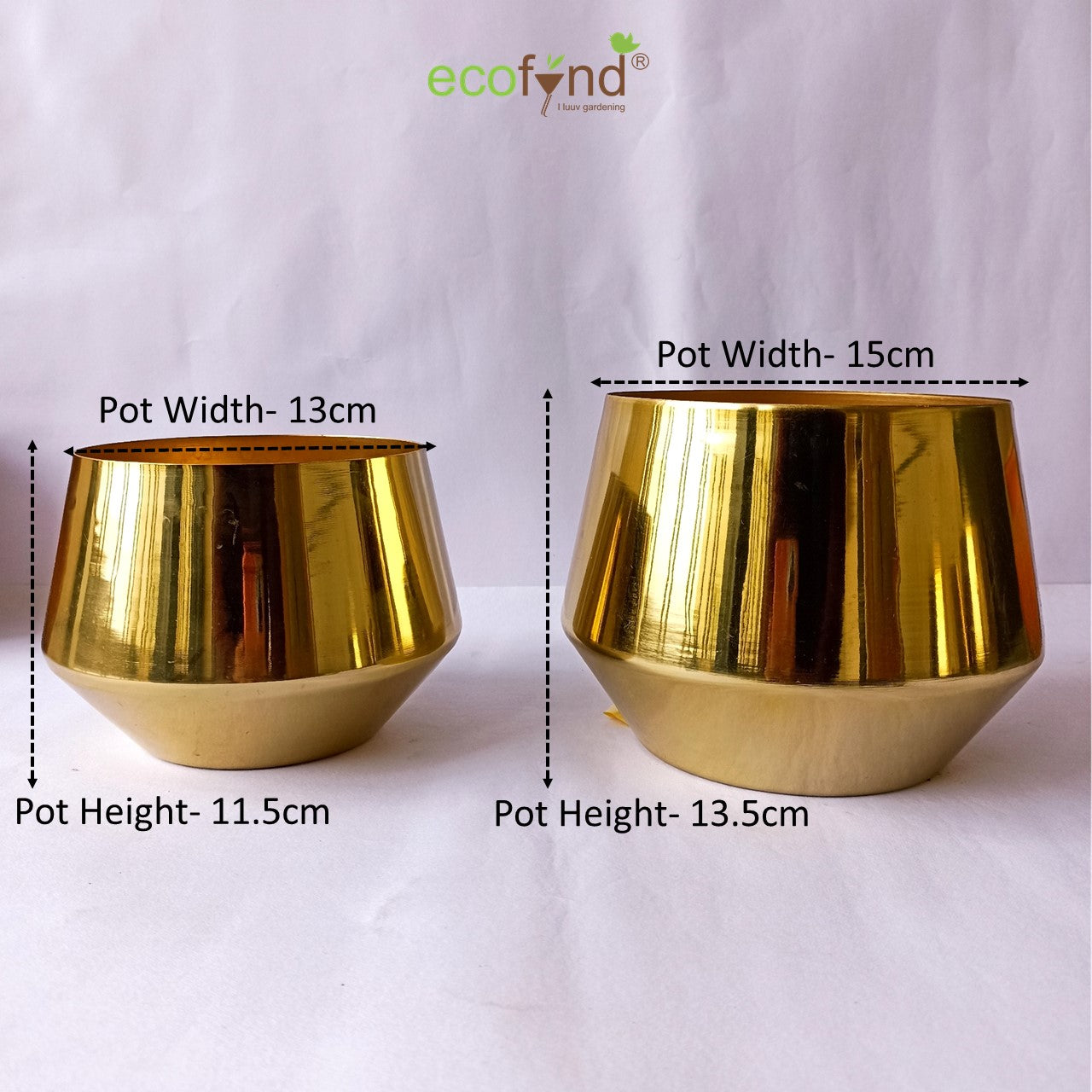 ecofynd Golden Alice Metal Plant Pot (Set of 2)