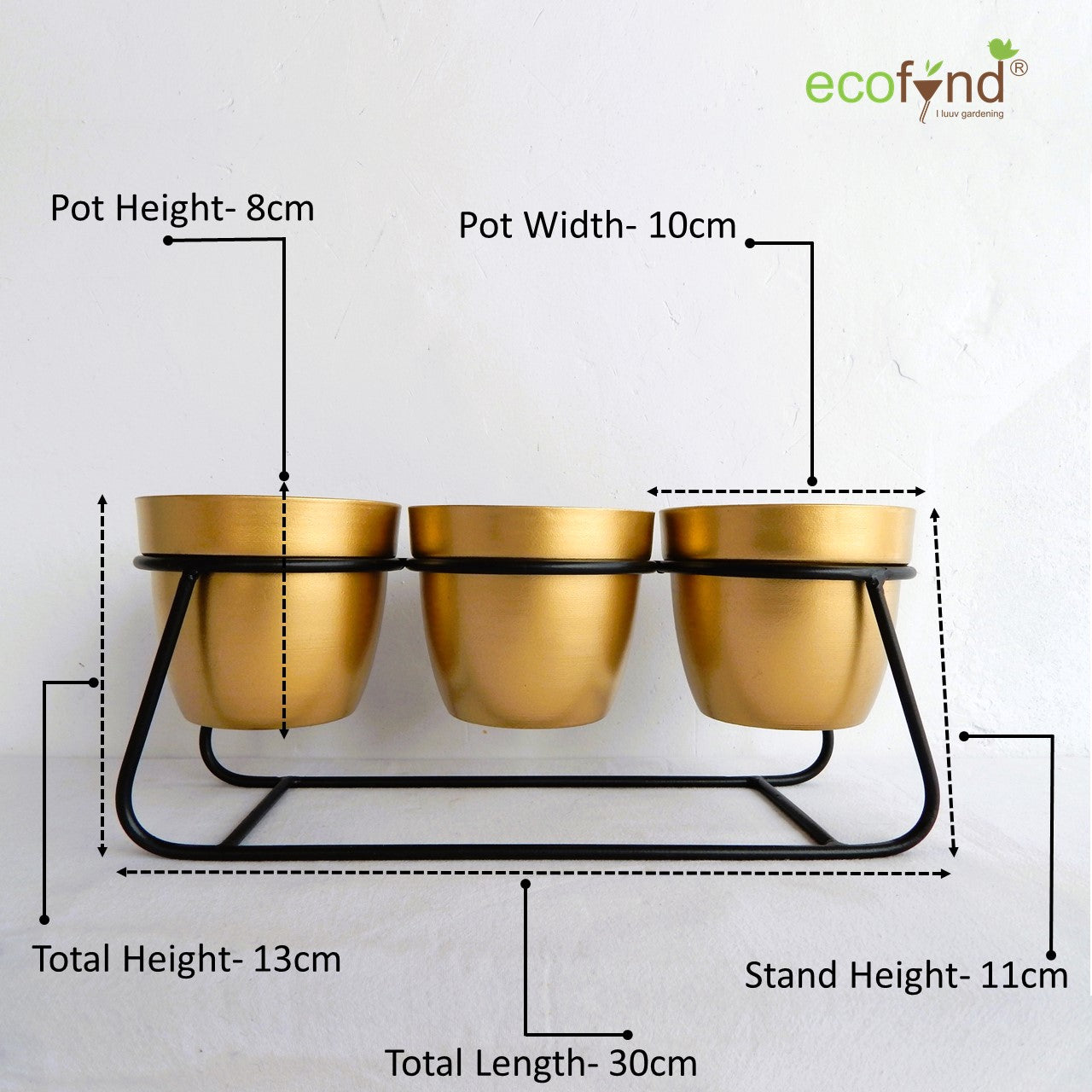 ecofynd Golden Modern Style Planter Set