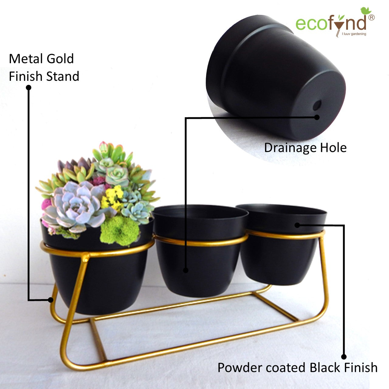ecofynd Black Modern Style Planter Set