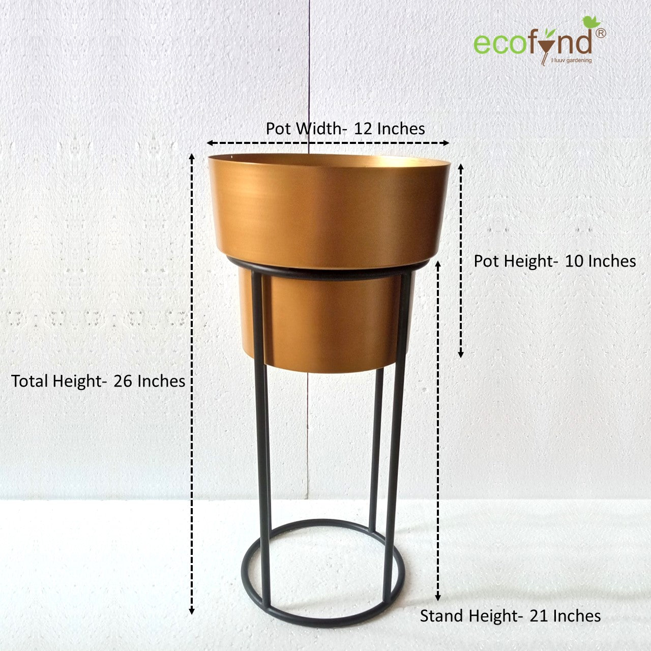 ecofynd Brown Dutone Metal Planter Pot with Stand