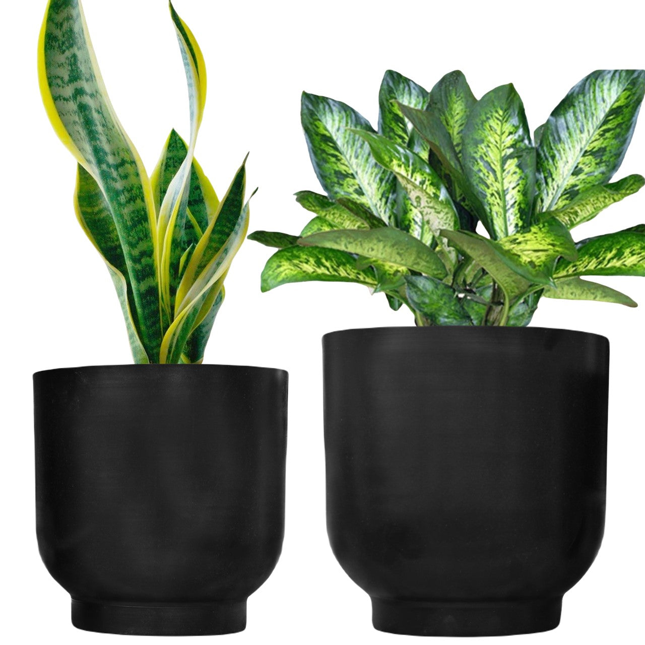 ecofynd Black Eva Metal Plant Pots (Set of 2)