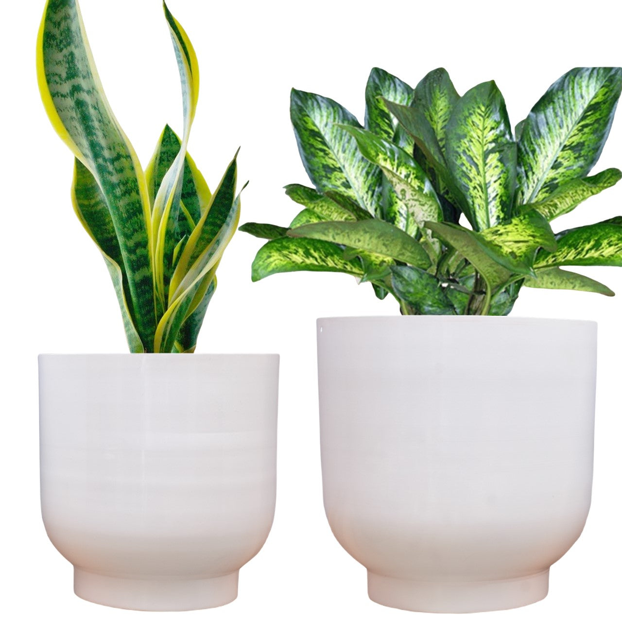 ecofynd White Eva Metal Plant Pots (Set of 2)
