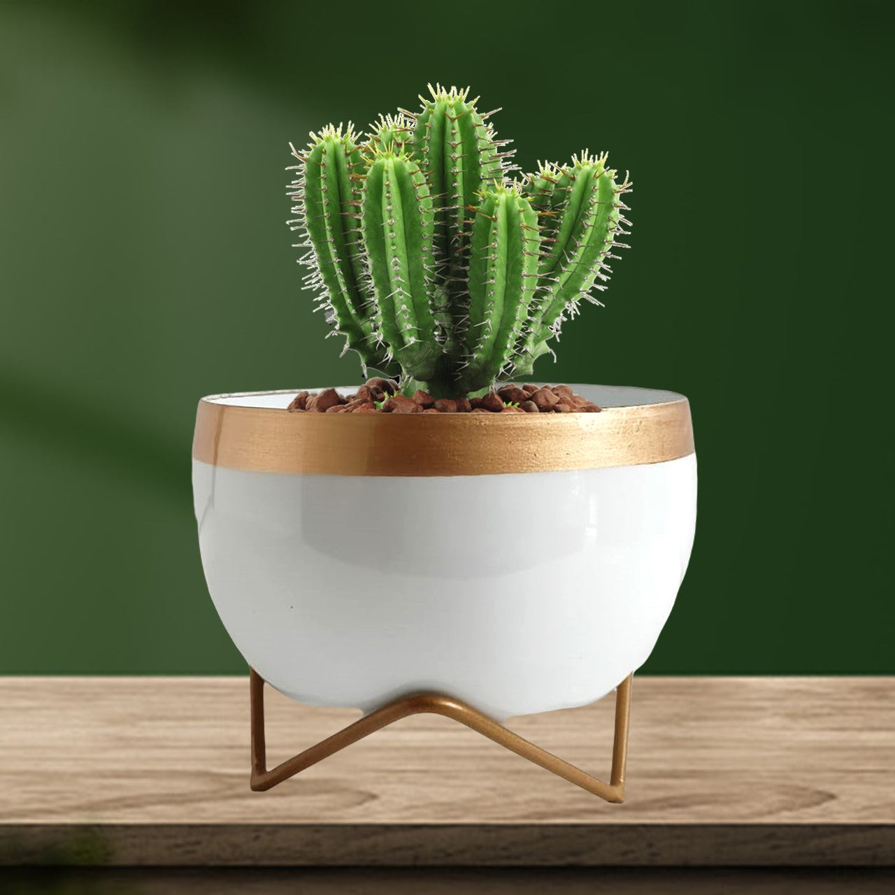 ecofynd White Metal Planter Pot