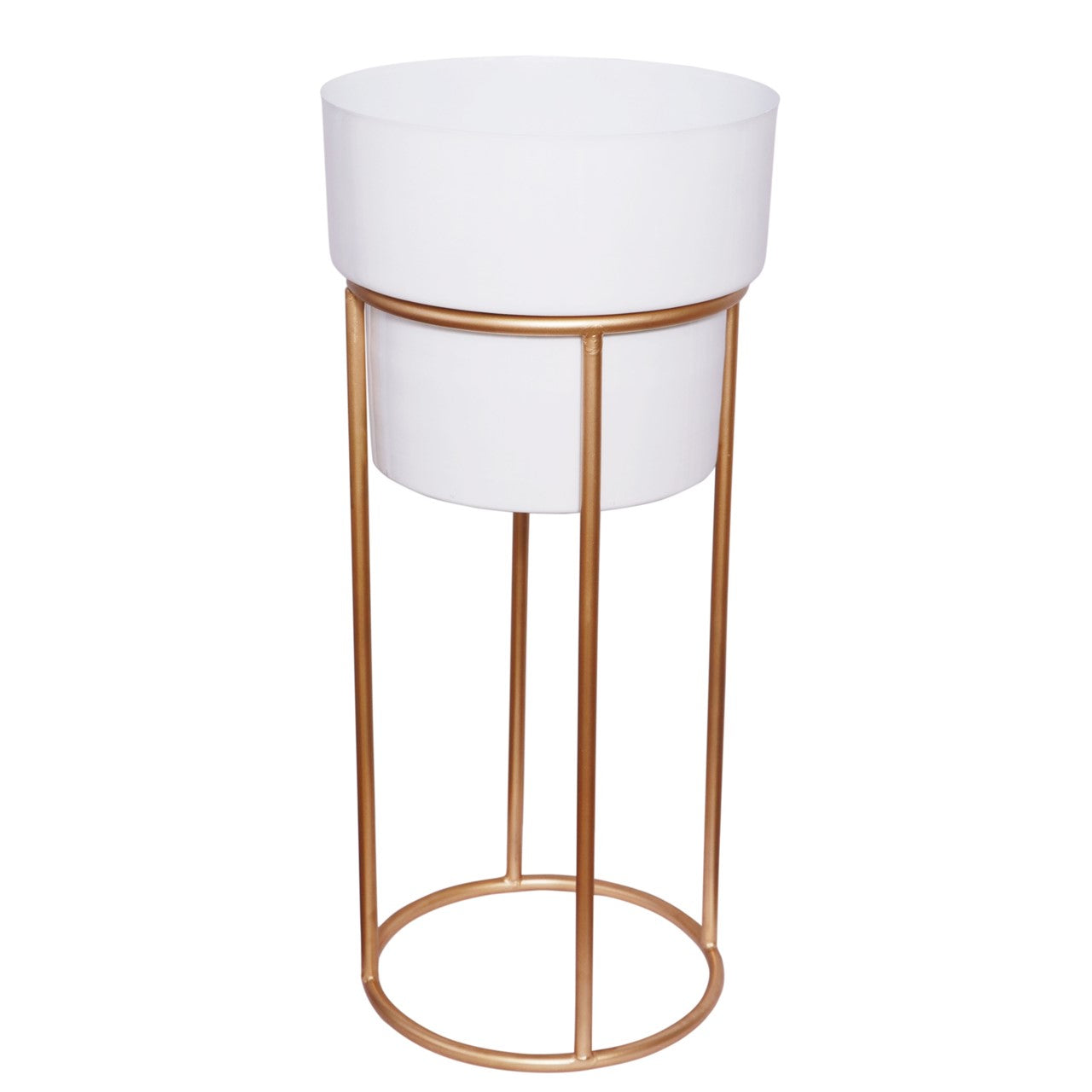 ecofynd White Dutone Metal Planter Pot with Stand