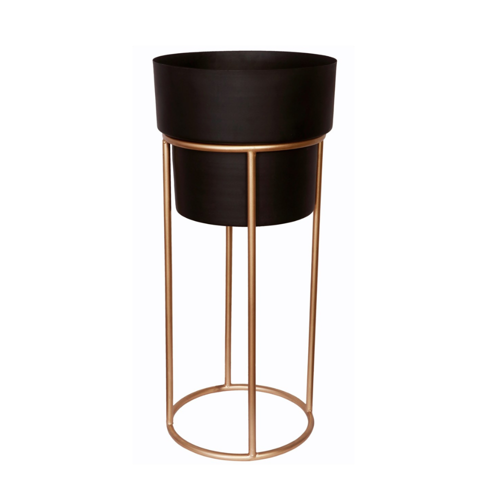 ecofynd Black Dutone Metal Planter Pot with Stand