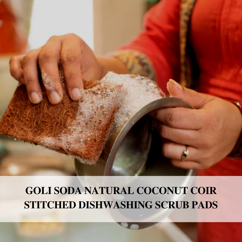 
                  
                    Goli Soda - Natural Coconut Coir Dishwashing Scrub Pads (Pack of 6 Scrubs)
                  
                