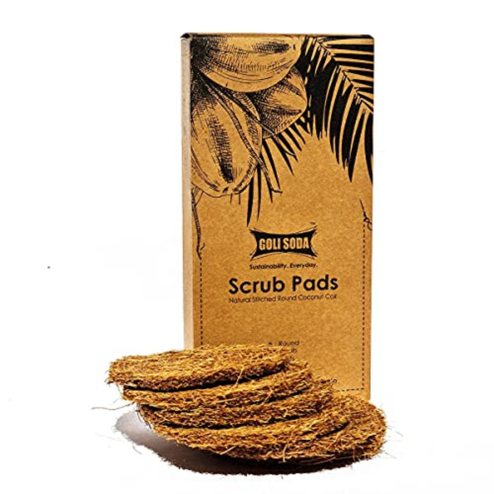 Goli Soda Natural Coconut Coir Round Stitched Dishwashing Scrub Pads (Pack of 6 Scrubs)