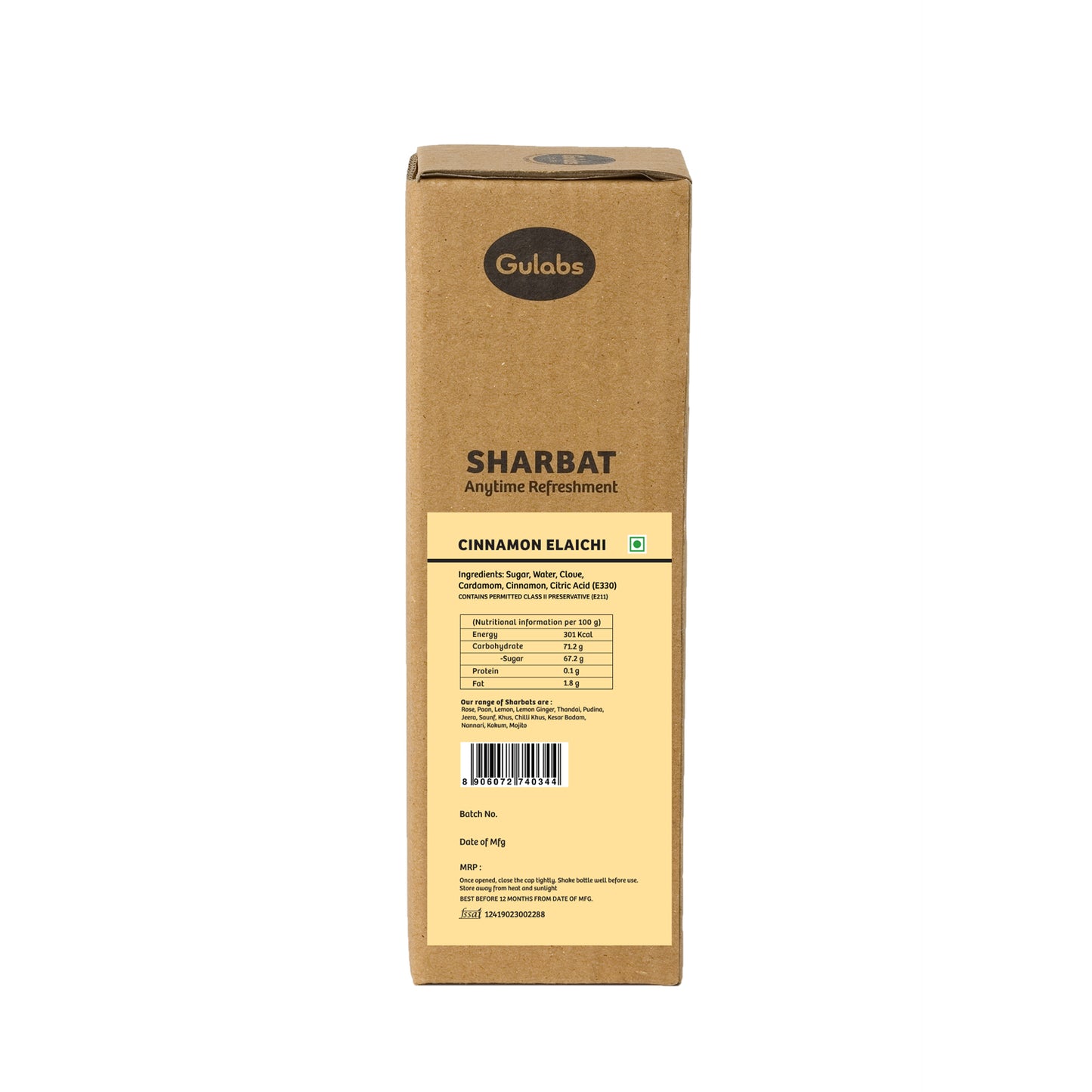 Gulabs Cinnamon Elaichi Sharbat (500ml)