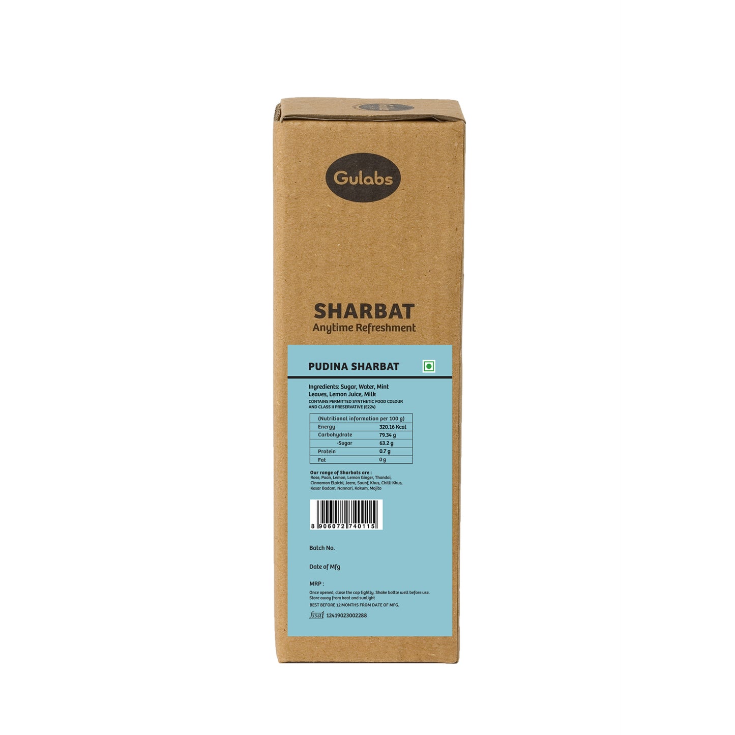 Gulabs Pudina (Mint) Sharbat (500ml)