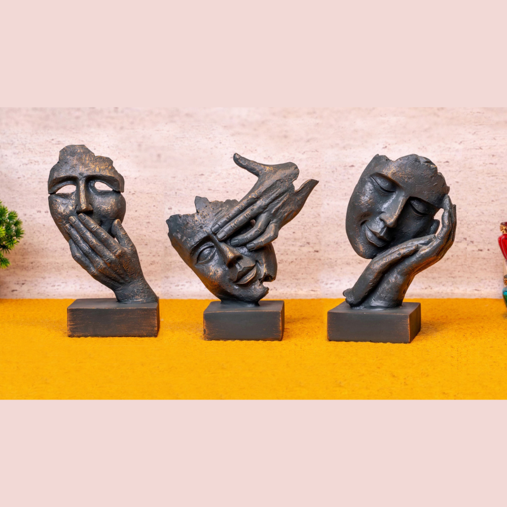 Hand-Face Statue Modern-Art (Set of 3)