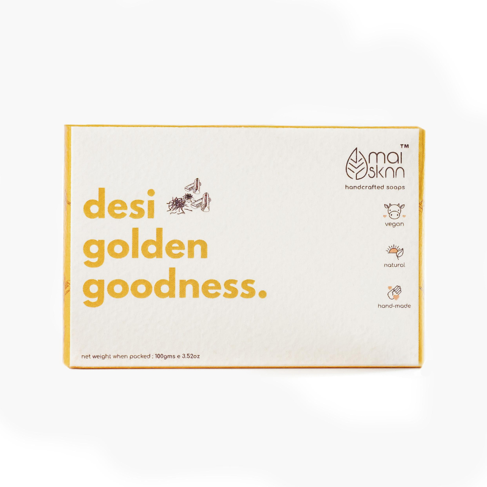 Desi Golden Goodness Kesar and Chandan Handmade Artisanal Soap (100g)
