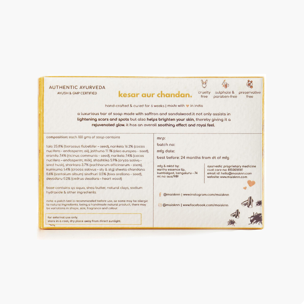 Desi Golden Goodness Kesar and Chandan Handmade Artisanal Soap (100g)