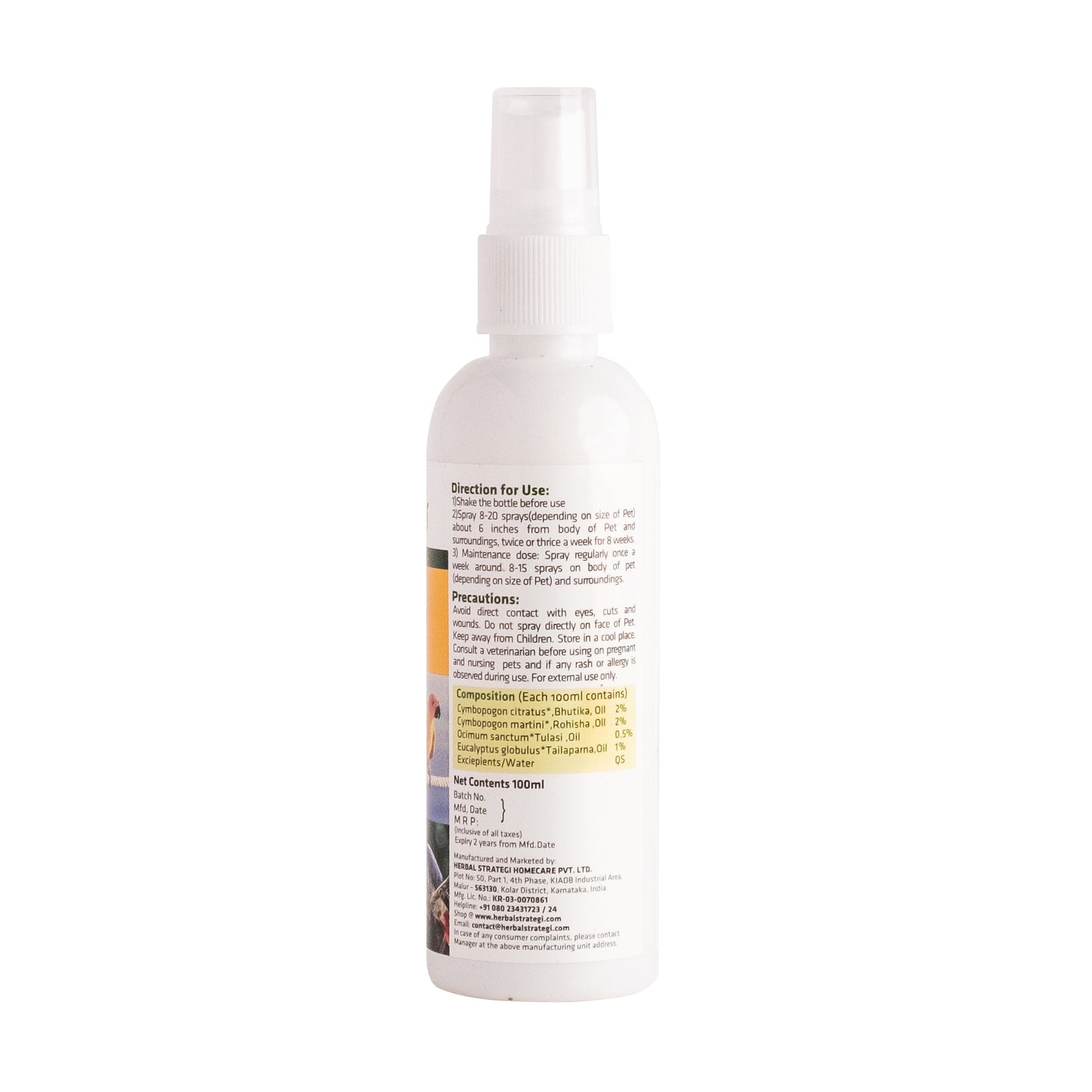 Pet Spray for Ticks, Fleas, Lice and Mites (100ml)