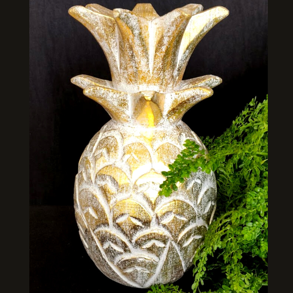 Handcrafted Wooden Pineapple Accent "Charming Pineapple"