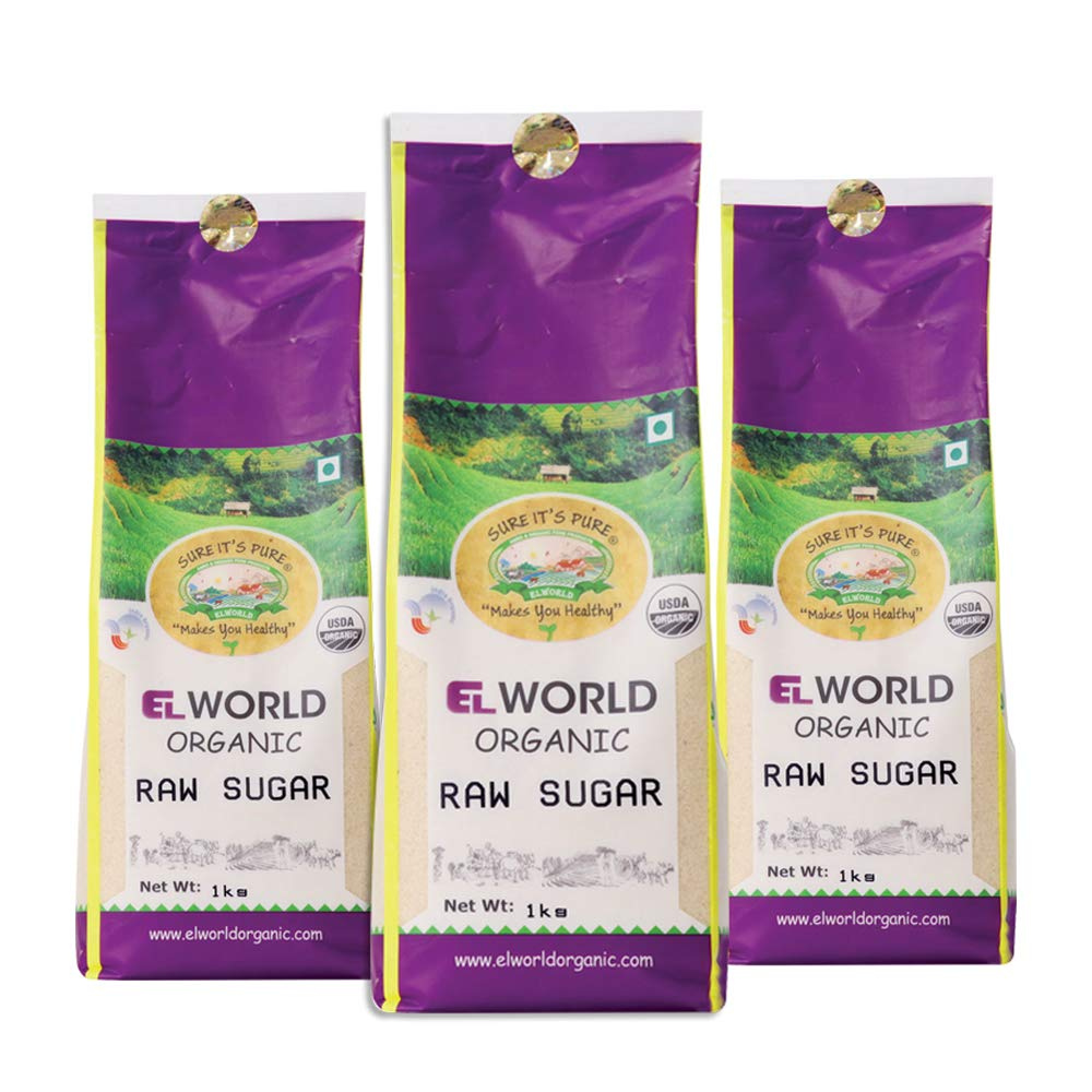 ELworld Organic Raw Sugar (1kg) - Pack of 3