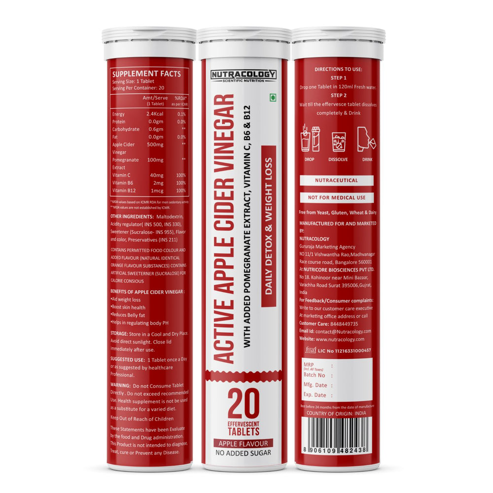 
                  
                    Nutracology Super Apple Cider Vinegar Effervescent Tablets For Weight Loss (20 Tablets) - Pack of 2
                  
                